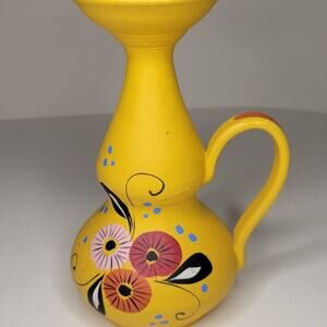 Vintage Yellow Candle Stick Holder Lamp